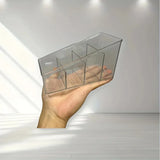 Qfdian  Clear Plastic Remote Control Holder and Desk Organizer with 4 Compartments for Home and Office Use