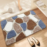 Qfdian  Water-absorbent Anti-slip Bath Mat Flocked Thickened Microfiber Bathroom Rug Carpet Bathroom Door Quick-drying Foot Mat