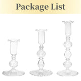 Qfdian  3Pcs Glass Candlestick Holders Glass Taper Candle Holders Groovy Wavy Elegant Candle Stick for Home Party Decoration