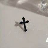 Qfdian  Kpop Vintage Y2K Black Big Cross Ring Thorns Heart Metal Opened Ring For Women BFF Trendy Gothic Grunge Aesthetic EMO Jewelry