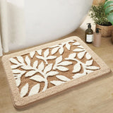 Qfdian  European Plant Bath Mat Thick Flocked Microfiber Bathroom Rug Strong Water Absorption Non-slip Foot Mat Carpet