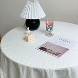 Qfdian White Round Table Cloths Retro Farmhouse Washable Fabric Table Covers for Restaurant Kitchen Wedding Party Christmas Decorations