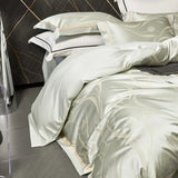 Qfdian 4Pcs High Precision Damask Jacquard Egyptian Cotton Soft Silky Bedding Set Duvet Cover Set Bed Sheet/Fitted Sheet Pillowcases