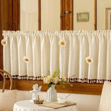 Qfdian  Japanese Style Sheer Curtains for Kitchen Balcony Door Cabinet Half Curtain Tulle Drapes Custom
