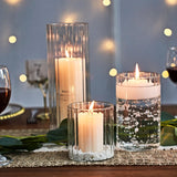 Qfdian Ribbed Glass Hurricane Candle Holders Home Decor Pillar Candles Glass Vase Floating Candle Wedding Ornaments