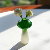 Qfdian  Mushroom Home Glass Vases Interior Decor Mini Desktop Flower Vases for Small Bouquets Room Decorations Home Tabletop Decor Gifts