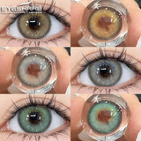 Qfdian 1Pair New Colored Contact Lenses for Eyes Brown Lenses Green Eye Lenses Gray Pupils Yearly Cosmetic Eye Contact Lens