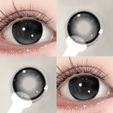 Qfdian  2PC Beauty Colored Contacts special Shiny Glitter Eye Makeup Contact Lens Black Gray Blue Brown Red Soft Contact Lens