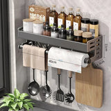 Qfdian Wall-Mounted Kitchen Spice Storage Rack Condiment Rack Multifunctional Household Utensil Rack Kitchen Hanging Organizers