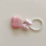 Qfdian INS Korea Bow Knot Pearl Pendant Chain Earphone Case For Airpods Pro3 1 2 3 4 Cover Soft For Air Pods Pro Pro2nd Fundas