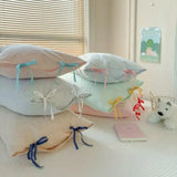 Qfdian  Double Sided Stripes Bow Pillow Cases 48x74cm Soft Comfortable Covers Cotton Pillow Cover Pillow Sham Beds Home Decoration gifts