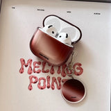 Qfdian  Korea Lovely Wine Red Gradient Transparent TPU Headphone Protection Cover Case for AirPods 4 3 2 Pro 2 Cases With Round Pendant