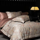 Qfdian Premium 1000TC Egyptian Cotton Yarn-dyed Jacquard Luxury Bedding Set Duvet Cover Flat/Fitted Bed Sheet Pillowcases 4Pcs