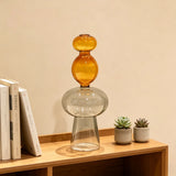 Qfdian  European Style Multicolour Glass Creative Double-layer Glass Transparent Vase Hydroponics Flower Pot Home Desk Decoration