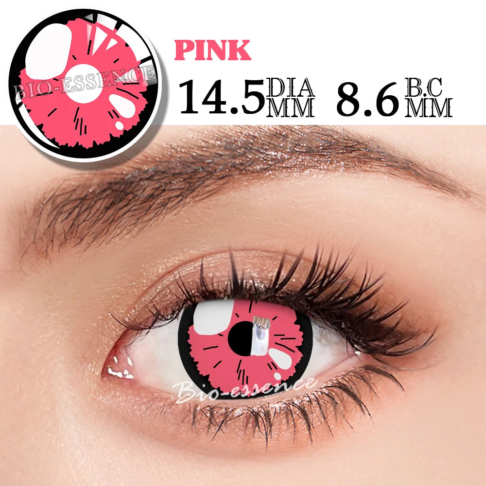 Qfdian 1 Pair Hallowee Contact Lenses for Eyes Cosplay Lenses Anime Lenses Anime Accessories  Lenses Black Lenses Pink Lens