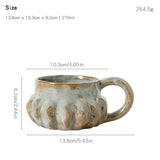 Qfdian  Retro Coarse Pottery Coffee Cup Pumpkin Shaped Coffee Cups Spoon with Lid Mugs Household Relief Cup and Disc Set Christmas Gifts