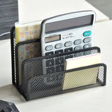 Qfdian 1 Pcs Black Desktop Office Storage Grid Metal Three-layer Business Card File Office Supplies Storage Rack