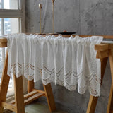 Qfdian  Romantic white lace door curtain floral embroidery pure cotton half curtain short partition no rod