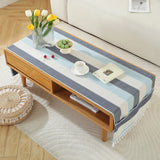 Qfdian  ‌New Nordic Solid Stripe Tablecloth Modern Minimalist Tassel Trim Dustproof Durable Decoration Mats Home Desk Dining Table Cloth