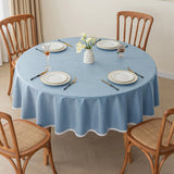 Qfdian  Solid Color Circular Tablecloth Waterproof Oil Proof Dustproof Dining Table Decoration Hotel Restaurant Tablecloth Cover Cloth