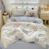 Qfdian  Cute INS Princess Bedding Set New Soft Cotton Lace Bed Flat Sheet Twin Queen Size Duvet Set Pillowcase Bed Linens Set Girls