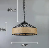 Qfdian  Spain Sisal Hemp Rope Pendant Light Ceiling Lamp Lustre Hanging Chandelier Iron Hand Braiding Rustic Retro for Dining Room Decor