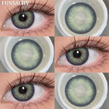 Qfdian  2PCS Natural Brown Gray Lenses for Eyes Blue Lenses Beautiful Pupil Korean Fashion Color Round Lens Yearly Cosmetics