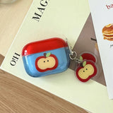 Qfdian Korea Cute Apple Transparent Blue Soft Earphone Case For AirPods 2 3 4 Pro 2 Bluetooth Earphone Charging Box Cover With Pendant