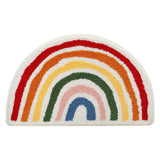 Qfdian  Ins Style Rainbow Bathroom Floor Mat Shower Room Absorbent Foot Mat Bathroom Door Mat Semi-circle Non-slip Bath Carpet