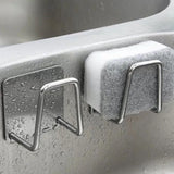 Qfdian Kitchen Sink Accessories organizer shelf Sponges Drain Drying Rack Stainless Steel Kitchen Sponges Holder Self Adhesive Sink