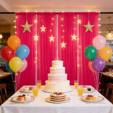Qfdian  6 Panels-2.42ft×8ft Yellow Chiffon Sheer Backdrop Curtains for Parties Baby Shower Wedding Birthday Party Backdrop Stand