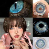 Qfdian  1 Pair Big Eyes Colored Contact Lenses Natural Brown Eyes Lens Gray Pupils Eyes Makeup Korean Style Contact Yearly Use