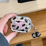 Qfdian Korea Lovely Cartoon Black Cat INS Pendant Soft Silicone Earphone Case For Apple AirPods 1 2 3 4 Pro 2 3nd TPU Protective Cover