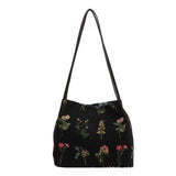Qfdian Large-capacity Embroidered Tote Bag Women Summer Trendy Cloth Bag Niche Embroidery Shoulder Bag Texture Bucket Bags Canvas Bags