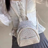 Qfdian Women Students Kawaii Cute Mini Backpack Preppy Sweet Flower Print Chic Schoolbags Korean Y2k Aesthetic Fashion Girls Backpacks