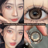 Qfdian 1Pair Green Colour Contacts Lenses Natural Blue Gray Eye Myopia Lenses Beauty Pupil Brown Lenses Makeup