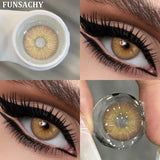 Qfdian  2pcs Colored Contact Lenses for Eyes Blue Pupils Lens Natural Brown Softlens Beautiful Cosmetic Gray Green Eye Contacts