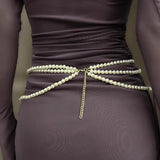 Qfdian Fashion Y2K Retro Multilayer Pearl Waist Chain Belt For Women - Stylish Body Jewelry Accessories For Party & Casual Wear