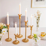 Qfdian  Gold Candlestick Holders Set Of 5, Wedding Birthday Candlelight Dinner Table Centerpiece, Halloween And Christmas Decorations