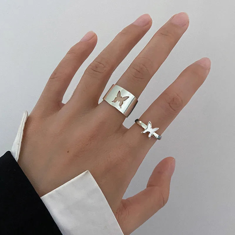 Boho Gold Color Cross Wide Rings Set For Women Girls Simple Chain Finger Tail Rings NEW Bijoux Jewelry Gifts Ring Female