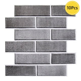 Qfdian  10pcs 3D Wall Sticker Self-adhesive Faux Brick Wall Panel Peel and Stick Kitchen Tile Backsplash Bathroom Wall Tile Sticker