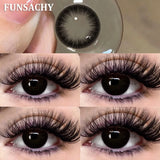 Qfdian  1 Pair Big Black Color Contact Lenses Natural Gray Lenses Blue Korean Eye Makeup Contacts Yearly Beauty Pupils Cosmetic