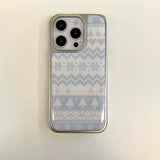 Qfdian Winter plating phone case for iphone 14promax 15pro 16 14 13 15 pro max 16pro 13promax snowman print protector cover shell