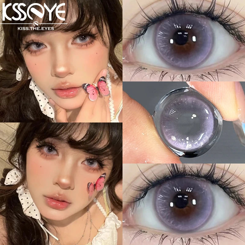 Qfdian 1 Pair HOt Product Color Contact Lenses with Diopter Myopia Eyes Halloween High Quality Contact Lenses Purple Green Lense