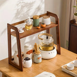 Qfdian  Cup Holder Storage Rack Desktop Doublelayer Coffee Cup Tea Set Storage Cup Rack Coffee Utensil Storage on The Table Gift