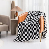 Qfdian Throw Blankets Flannel Blanket with Checkerboard Grid Pattern Soft Throw Blanket for Couch, Sofa Warm and Cozy for All Seasons