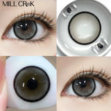 Qfdian Mill Creek 2pcs/Pair Colored Contact Lenses For Big Eyes Myopia Yearly Annual Color Cosmetic Lens Cosplay Beauty Pupils Diopters