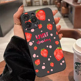 Qfdian  Cute Strawberry Pattern Phone Case For iPhone 16 15 14 13 12 11 Pro Max Mini X XS SE 7 8 Plus 16E Shockproof Non-Slip Soft Cover
