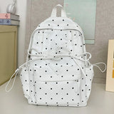 Qfdian Backpacks for Women Students Sweet Dot Chic Bow Schoolbags Y2k Aesthetic Casual Fashion Backpack Trendy Kawaii Girls School Bags