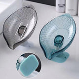 Qfdian Leaf Design Drain Soap Box With Suction Cup Decorative Plastic Self Draining Bathroom Soap Tray Bathroom Organizers Storage